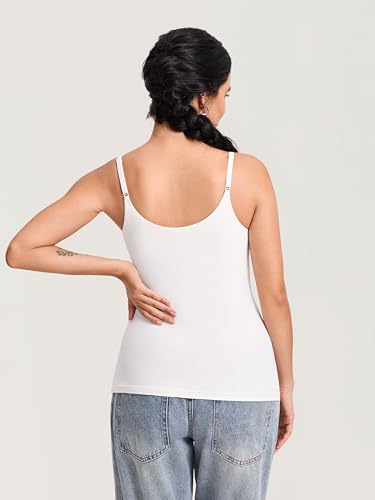 MOMANDA Nursing Tank Tops for Breastfeeding - color: Iceland White, size: Medium