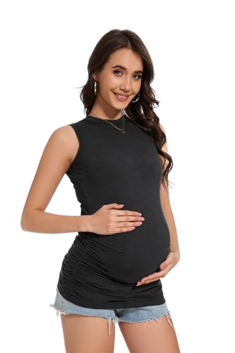Smallshow Women's Maternity Tank Top 3 Pack - color: Army Green-black-deep Grey(3 Pack), size: Medium