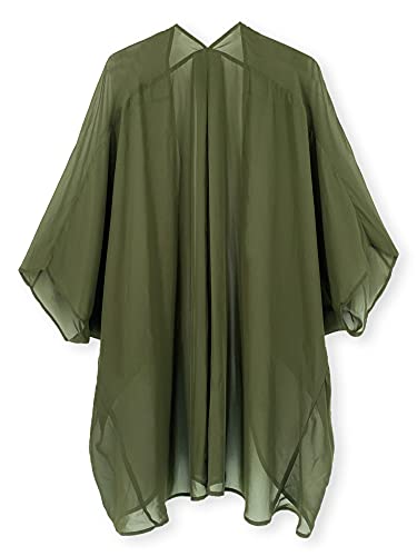 Moss Rose Women's Beach Kimono Coverup Sheer Chiffon Open Front Cover Ups - color: Olive