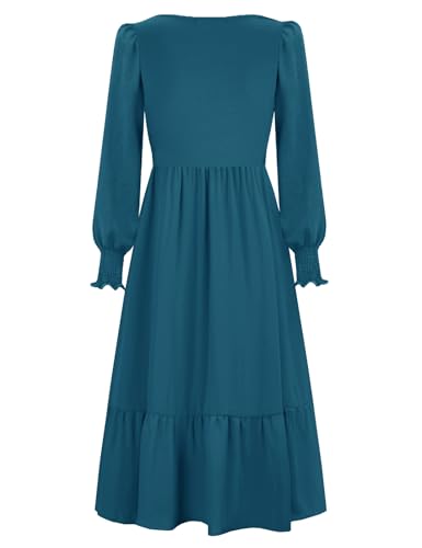 CzzzyL Women Nursing Dresses Crew Neck Fall Maternity Tiered with Pockets - color: Blue, size: Medium