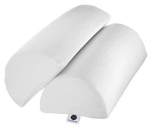 2 Pack Half Moon Bolster Pillow for Legs - Knee Pillow for Back Sleeping - style: Knee Half Moon White (2 Pack)