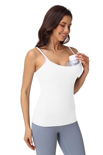 V VOCNI Nursing Tank Tops for Breastfeeding with Adjustable Straps - color: White, size: Medium