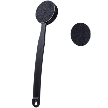 Double Sided Pumice Stone for Feet with Long Handle 13.7", Hard Skin Callus Remover, Foot Scrubber and Exfoliator Pedicure Tool with Sand Paper for Softer & Smoother Feet, Clear Black - color: Clear Black