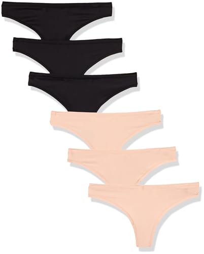 Amazon Essentials Women's Breathable Microfibre Seamless Panties (Available in Plus Size), Pack of 6 - color: Black/Soft Petal, size: Medium
