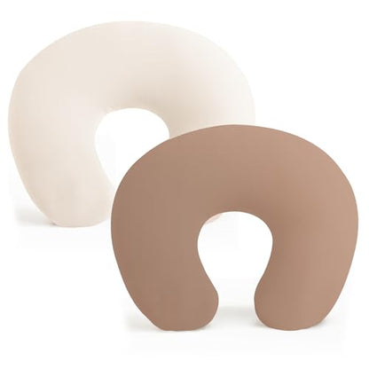 Konssy 2 Pack Nursing Pillow Covers, Soft Stretchy Cover for Breastfeeding - color: Beige,brown