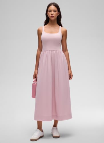 CRZ YOGA Square Neck Maxi Casual Dress - color: Pink Haze, size: Small