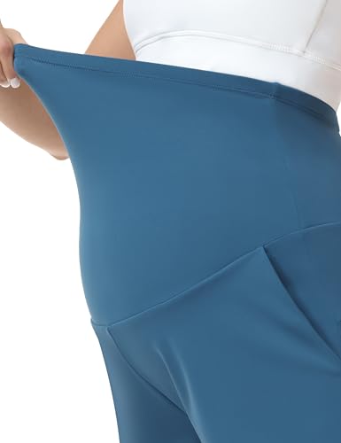 Maternity Athletic Shorts with Pockets - color: Blue, size: Medium