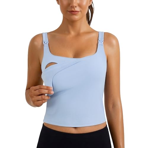 Ecavus Women's Nursing Bras for Breastfeeding Tank Tops with Built in Bra - color: Light, size: Small