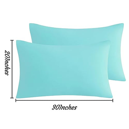 NTBAY Queen Microfiber Pillowcases, Set of 2, Aqua - color: Aqua, size: Queen (20"x30")
