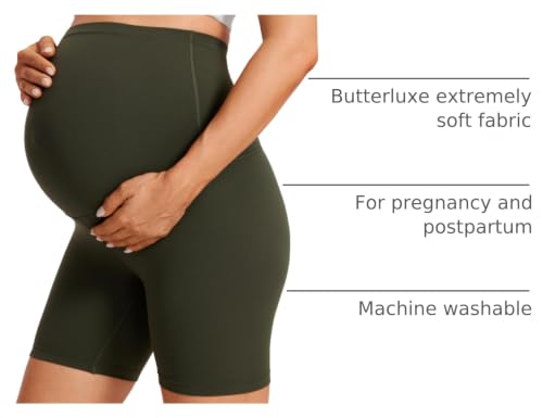 CRZ YOGA Maternity Biker Shorts 6" - color: Olive Green, size: Large