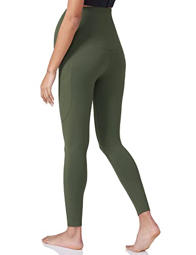 POSHDIVAH Maternity Workout Leggings Pregnancy Yoga Pants Pockets - color: 2pcs Black Green, size: Medium