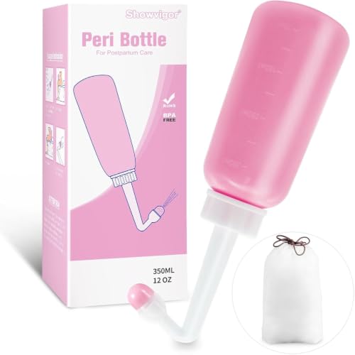 12oz Upside Down Peri Bottle for Postpartum Care, Perineal Cleansing Bottle - color: Pink