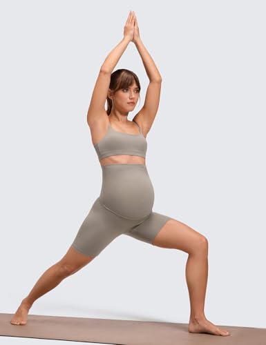 CRZ YOGA Maternity Biker Shorts 6" - color: Warm Ash Grey, size: Small