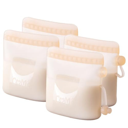 COMI Silicone Breast Milk Storage Bags Reusable, 9oz, BPA Free, 4Pink - color: 4Pink