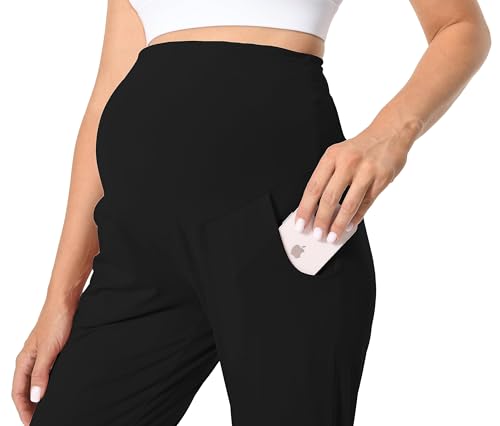Foucome Women's Maternity Pants Comfy Stretchy Joggers Sweatpants - color: 2pack Black, size: Large