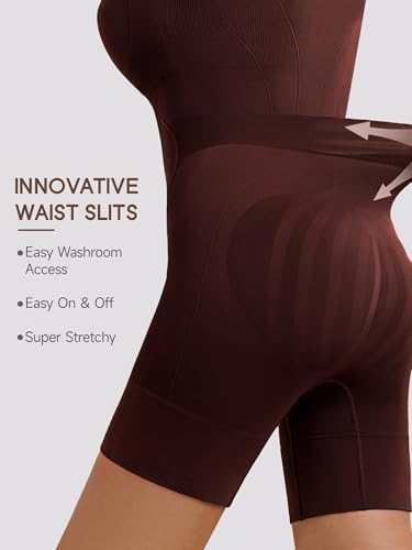 Bathroom Friendly Full Body Shapewear Bodysuit for Women - color: Coffee, size: X-Large