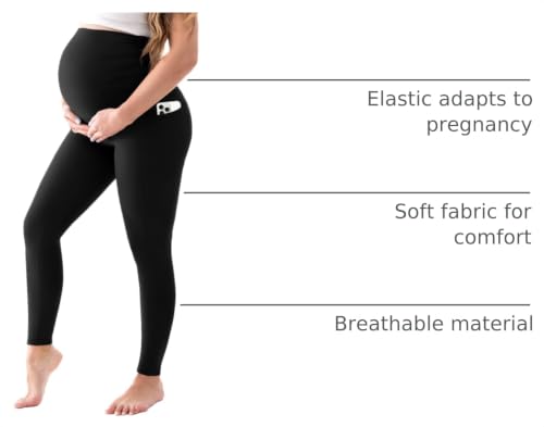 Walifrey Maternity Leggings with Pockets Over the Belly - color: Black, size: Large