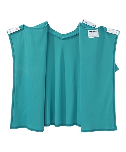 Silverts Women's Adaptive Open Back Top, Long Sleeve Dressing Shirt - color: True Teal, size: Medium