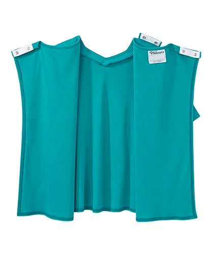 Silverts Women's Adaptive Open Back Top, Long Sleeve Dressing Shirt - color: True Teal, size: Medium