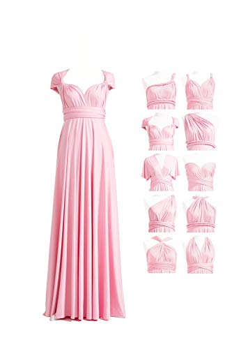 72styles Maxi Infinity Dress for Bridesmaids, Convertible Multi-Way Wrap - color: Blush Pink, size: One Size Plus
