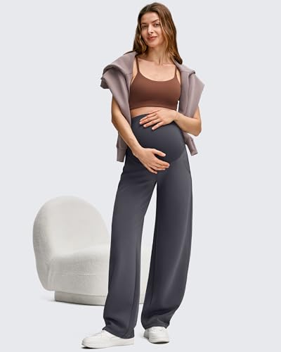 G4Free Maternity Pants Pregnancy Pants Modal Adjustable Waist Sweatpants - color: Dark Gray, size: XX-Large