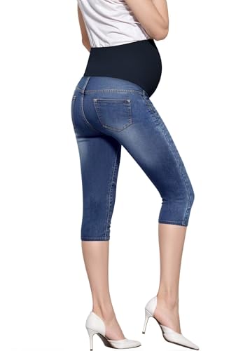 Hybrid & Company Women's Maternity Capri Pants - color: Capri-qm4822s-mediumblue, size: Medium