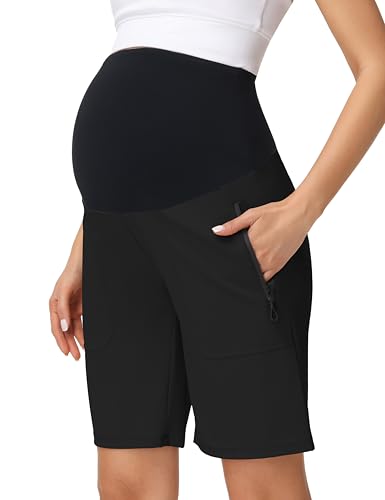 Women's Maternity Bermuda Cargo Shorts - color: Black, size: Medium