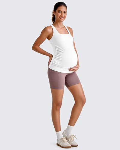 G4Free BareFeel Maternity Tank Tops with Removable Pads Pregnancy Clothes - color: White, size: Medium