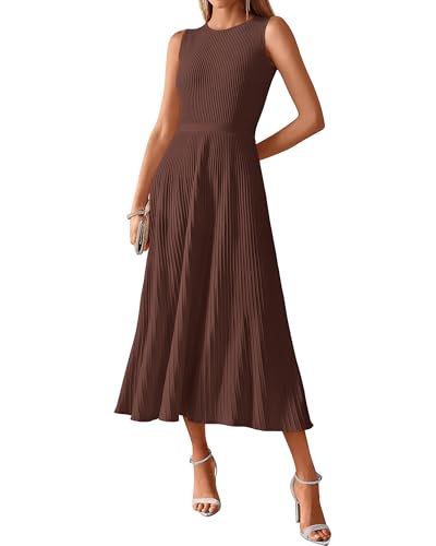 BTFBM Women Midi Bodycon Tank Dress - color: Brown, size: Medium