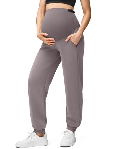 G4Free Smoofit Modal Soft Maternity Joggers Pregnancy Casual Sweatpants - color: Taupe, size: XX-Large