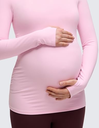 CRZ YOGA Maternity Crewneck Top - color: Pink Peony, size: Medium