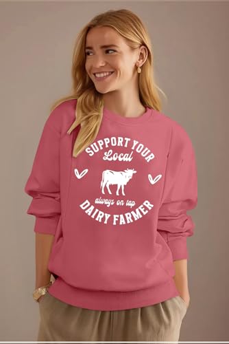 UNIQUEONE Nursing Sweatshirt Women Hidden Zip Breastfeeding Shirts - color: Dark Pink, size: Medium
