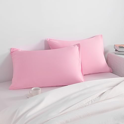 NTBAY Standard Microfiber Pillowcases, Set of 2, Pink - color: Pink, size: Standard (20"x26")