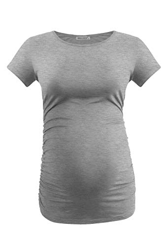Smallshow Women's Side Ruched Tunic Maternity Shirts 3 Packs - color: Army Green-white Stripe-grey(3 Pack), size: Small
