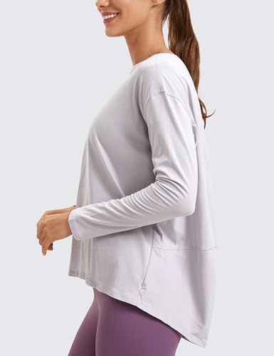 CRZ YOGA Pima Cotton Boat Neck Top - color: Iced Iris, size: Small