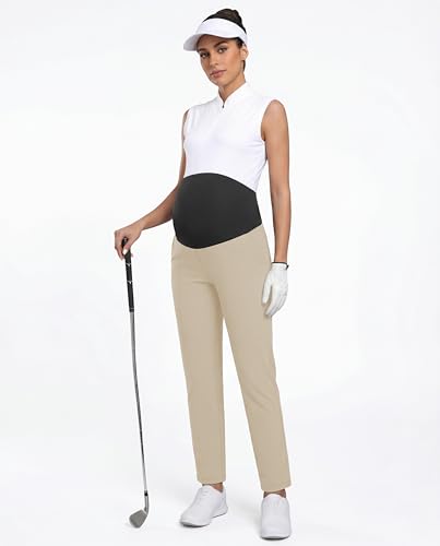 Maternity Pants Over Belly Pregnancy Scrub Pants - color: Khaki, size: X-Large