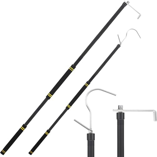 Truck Cargo Retriever Heavy Duty, Cargo Grabber Truck Cargo Retriever 35-77" with Two Hooks Essential Pickup Truck Van RVs Tools Thickened Stainless Steel is Sturdy and Convenient