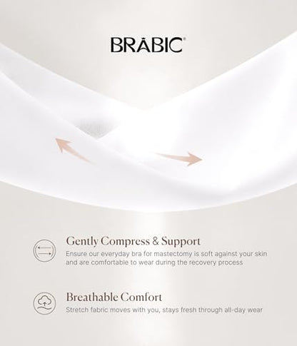 BRABIC Zip Front Closure Everyday Bras for Women Post Sugery Compression - color: White, size: Small