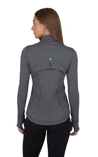 90 Degree By Reflex Full Zip Running Track Jacket Lightweight Athletic Slim Fit Jacket with Thumbholes - color: Heather Charcoal, size: XX-Large