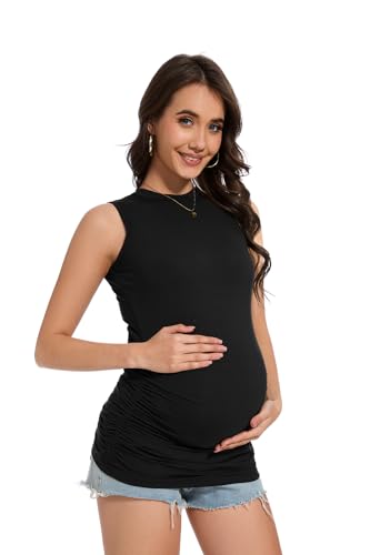 Smallshow Women's Maternity Tank Top 3 Pack - color: Army Green-black-deep Grey(3 Pack), size: Medium