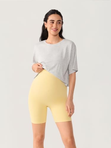 MOMANDA Seamless Maternity Biker Shorts 6" - color: Butter, size: Large