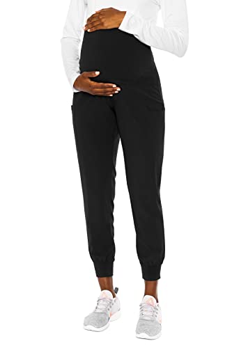 Med Couture Jogger Pants Scrub Bottoms with 4 Pockets - color: Black, size: X-Large