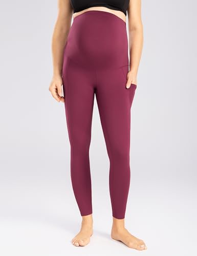 Enerful Maternity Leggings for Women - color: 2pack Black/Wine Red, size: Medium