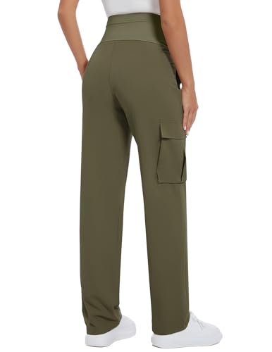 GLAMIX Women's Maternity Cargo Pants with Four Pockets Over The Belly Scrub Pants Pregnancy Clothes - color: Olive, size: X-Large