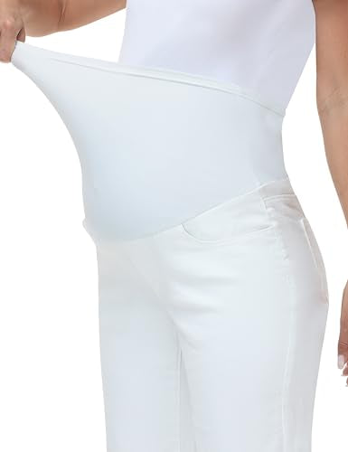 Women's Maternity Jeans Wide Leg Pants - color: White, size: XX-Large