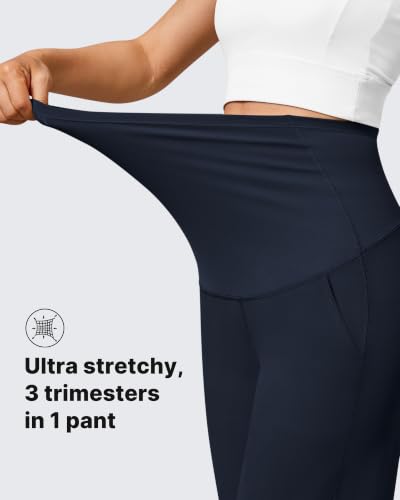 G4Free EverGoing Maternity Pants Over the Belly Pregnancy Work Trousers - color: Dark Navy, size: X-Large