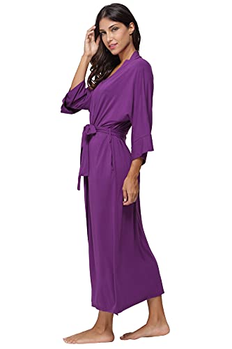 Women's Soft Robes Long Bath Robes Full Length Kimonos Sleepwear Dressing Gown,Solid Color - color: Purple, size: Large