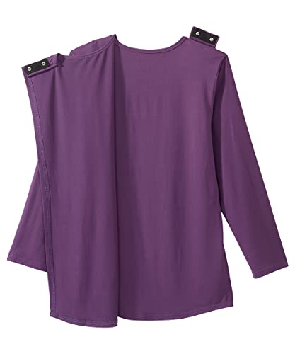 Silverts Women's Adaptive Open Back Long Sleeve Top, Assisted Dressing - color: Eggplant, size: Medium
