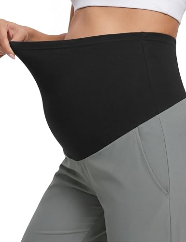 Maternity Pants Over Belly Pregnancy Scrub Pants - color: Grey, size: XX-Large