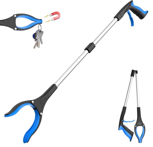 32" Grabber Reacher Tool, Foldable, Blue - size: 32-Inch